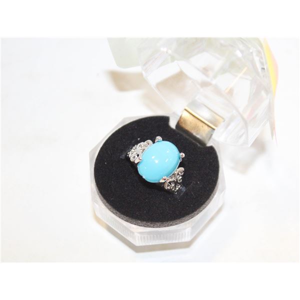 SZ. 7 OVAL DECORATIVE SETTING F. TURQ. RING