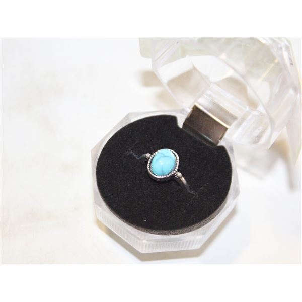 SZ. 4 SP. SOUTHWESTERN OVAL F. TURQ. RING