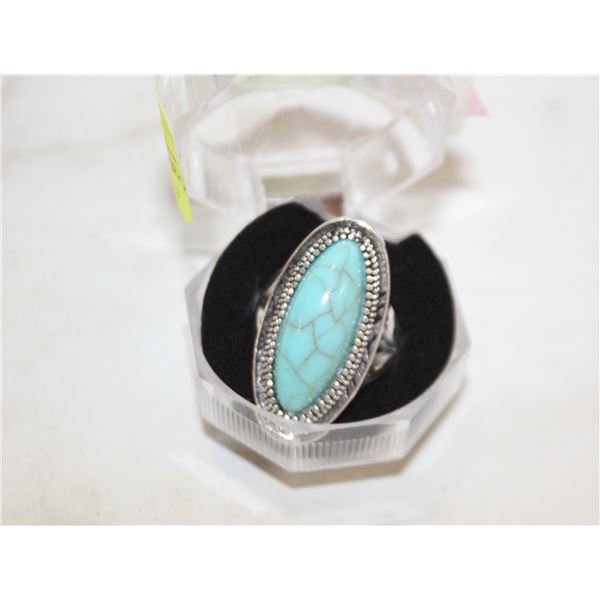 SZ. 8 SP. OVAL BOHO STYLE F. TURQ. RING