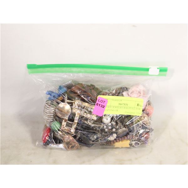 ESTATE JEWELRY BAG FULL FOR CRAFTING OR