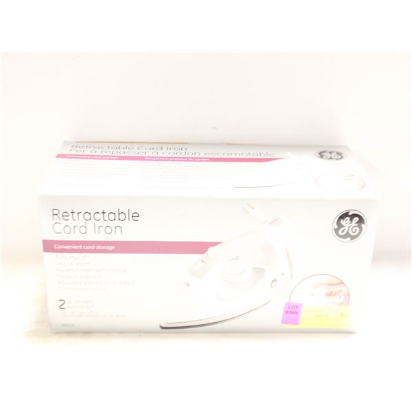 NEW GE CLOTHES IRON WITH RETRACTABLE CORD