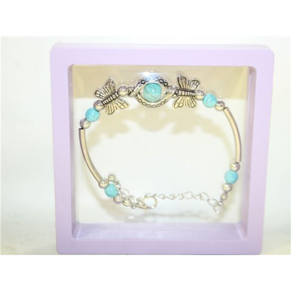TURQUOISE VINTAGE STYLE BUTTERFLY CHARM