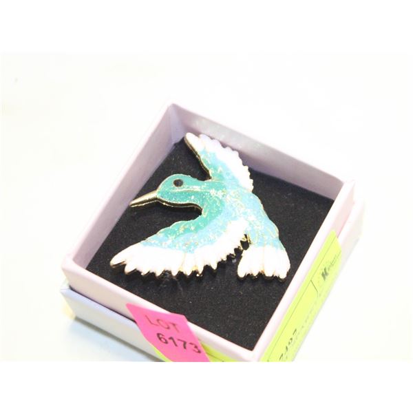 NEW TEAL ENAMEL SPARKLE HUMMINGBIRD