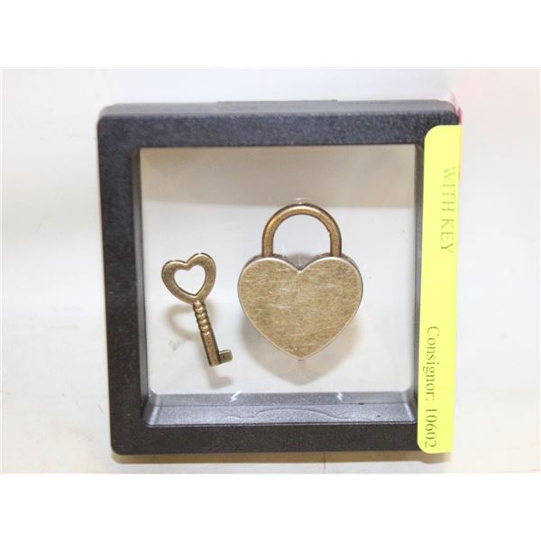 NEW BRASS HEART SHAPE LOCK WITH KEY
