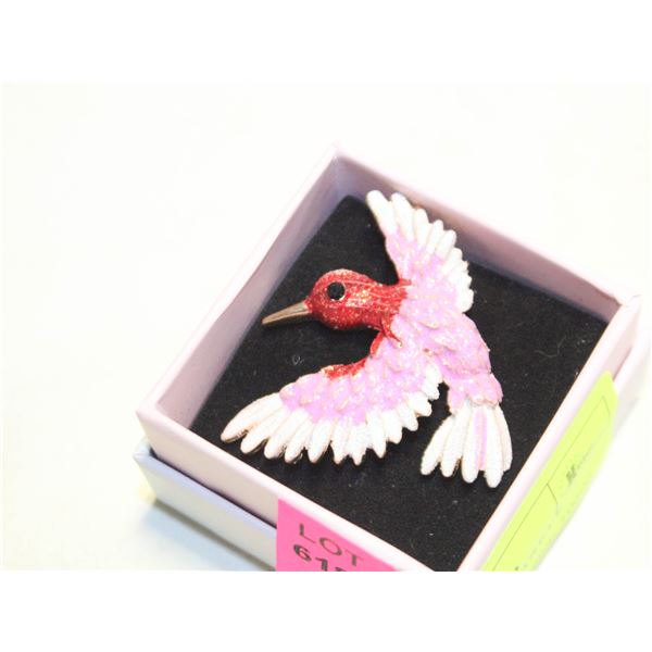 NEW PINK ENAMEL SPARKLE HUMMINGBIRD