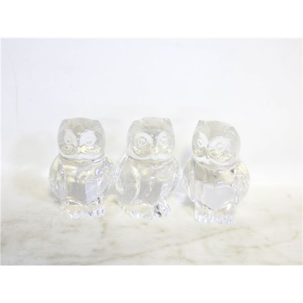 3 PRINCESS HOUSE CRYSTAL OWLS 3.5"