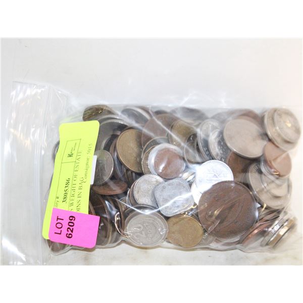 2.5 POUNDS WEIGHT OF ESTATE WORLD COINS IN BAG