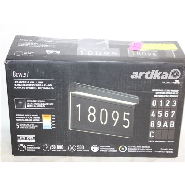 NEW ARTIKA BOWEN LED ADDRESS WALL LIGHT
