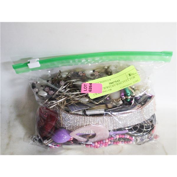 ESTATE JEWELRY BAG FULL FOR CRAFTING OR