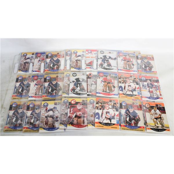 12 SHEETS OF GOALIE CARDS 1990 PROSET