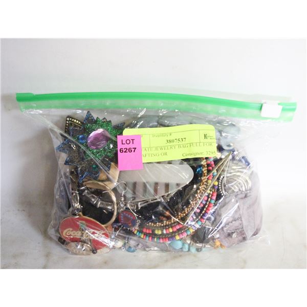 ESTATE JEWELRY BAG FULL FOR CRAFTING OR