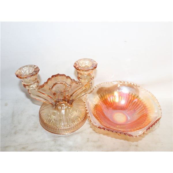1950’S JEANETTE MARIGOLD CARN. GLASS DISH &