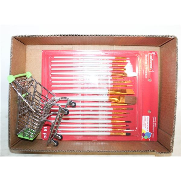 MINI SHOPPING CART, 18 PCES SPECIAL PAINT BRUSHES