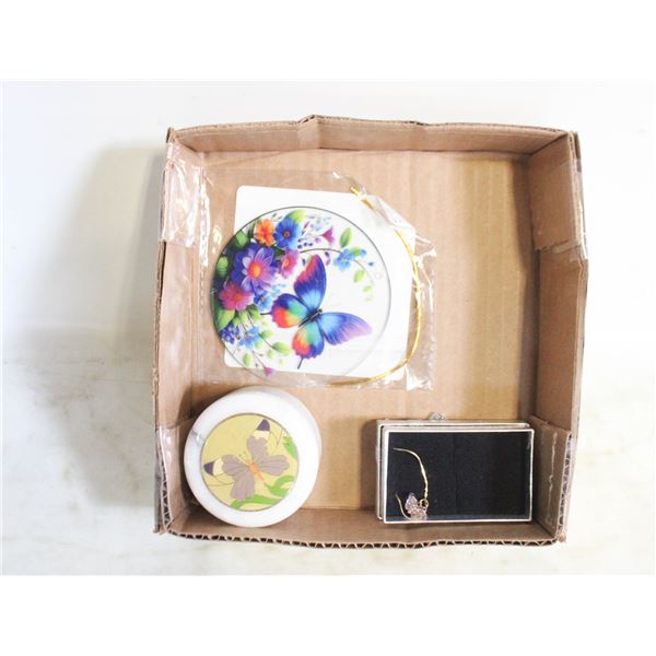 BUTTERFLY MARBLE BOX, B. LIGHTC., B. NECKL.