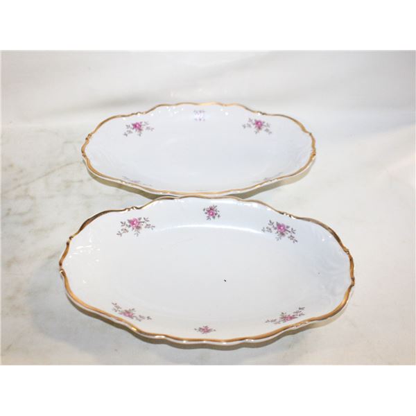 VTG. 2 MADE IN POLAND “TEA ROSE” PORC. PLATTERS