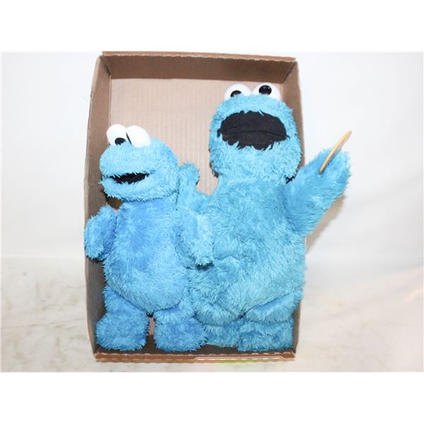 2 COOKIE MONSTER PLUSHIES 1 WITH VOICE