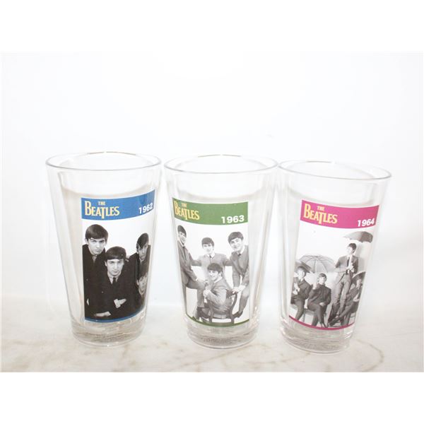 COLLECTABLE BEATLES GLASSES X 3 REMAKE 1962-1964
