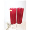 Image 1 : PAIR OF MAROON MODERN STYLE LAMPS