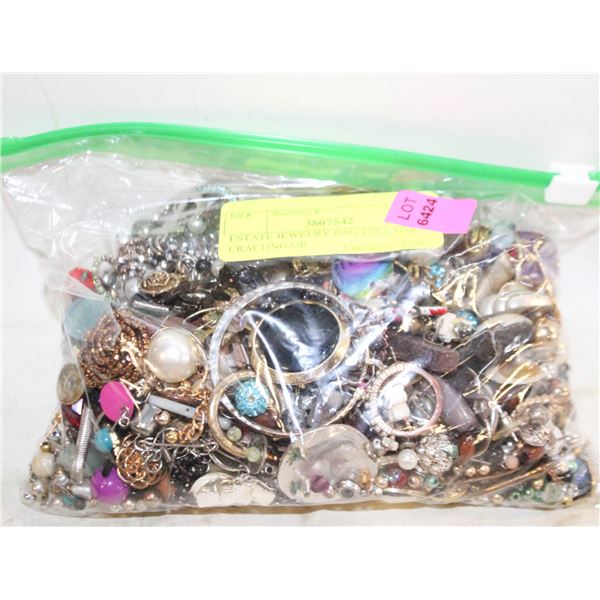 ESTATE JEWELRY BAG FULL FOR CRAFTING OR