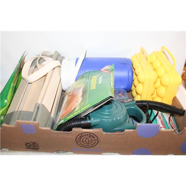 FLAT OF MOSTLY NEW CAMPING ITEMS