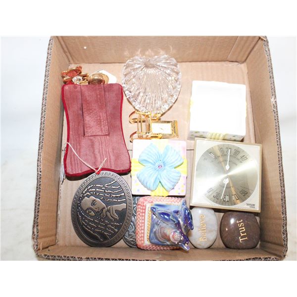 BOB MARLEY BELT BUCKLE, TINY COLLECT. CLOCKS,