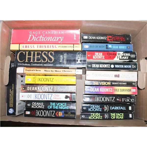 BOX OF 15 DEAN KOONTZ NOVELS & 3 CHESS BOOKS