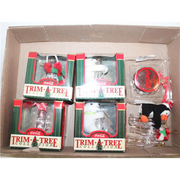 FLAT OF COCA-COLA ORNAMENTS ASSORTED