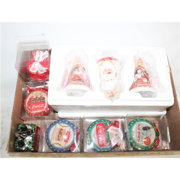 FLAT OF COCA-COLA ORNAMENTS ASSORTED