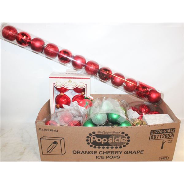 CHRISTMAS ORNAMENTS- BOX LOT ASSORTED