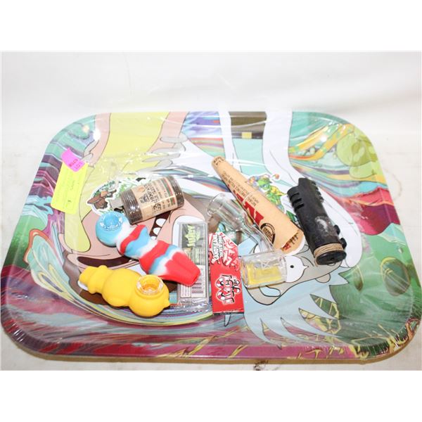 LARGE RICK & MORTY ROLLING TRAY WITH A BUNCH