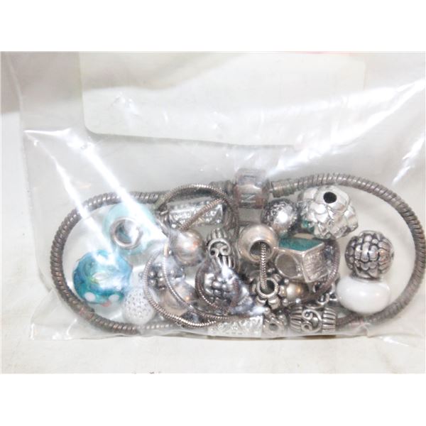 PANDORA BRACELET, BEAD CHARMS & NECKLACE-ESTATE