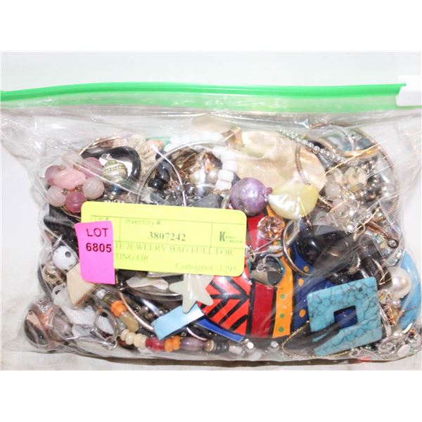 ESTATE JEWELRY BAG FULL FOR CRAFTING OR