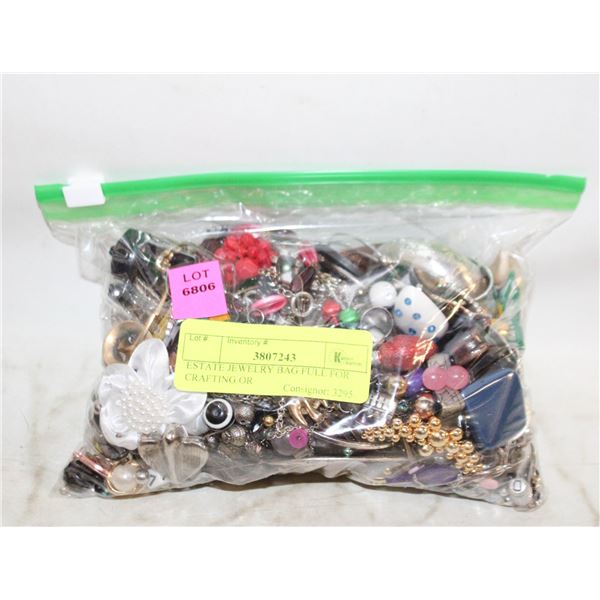 ESTATE JEWELRY BAG FULL FOR CRAFTING OR