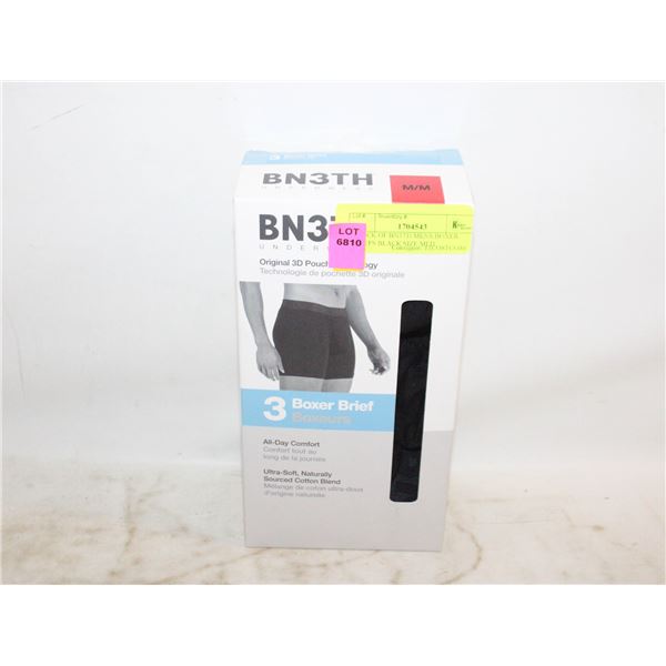 3 PACK OF BN3TH MENS BOXER BRIEFS BLACK SIZE MED