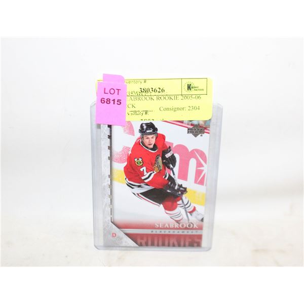 BRENT SEABROOK ROOKIE 2005-06 UPPERDECK