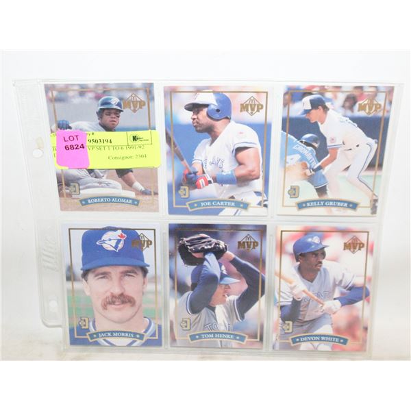 BLUEJAYS MVP SET 1 TO 6 1991-92 DONRUSS