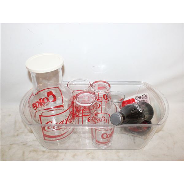 COCA-COLA GLASS BEVERAGE JUG +