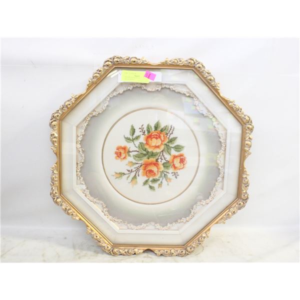 VINTAGE OCTAGONAL NEEDLEPOINT