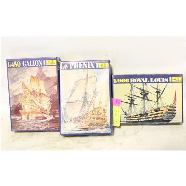 3 VINTAGE SHIP MODELS IN BOXES TOGETHER-ESTATE