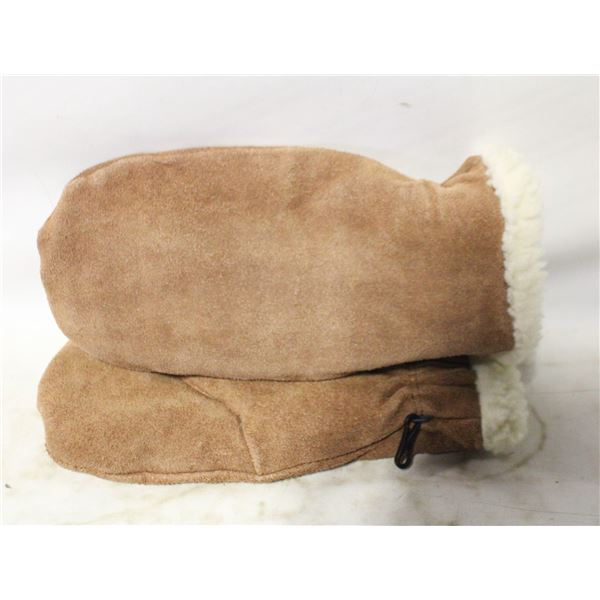 SUEDE & SHEEPSKIN LINED MITTS- NEW