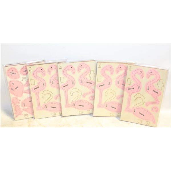 5 WOODEN 3D PINK FLAMINGO MODEL KITS