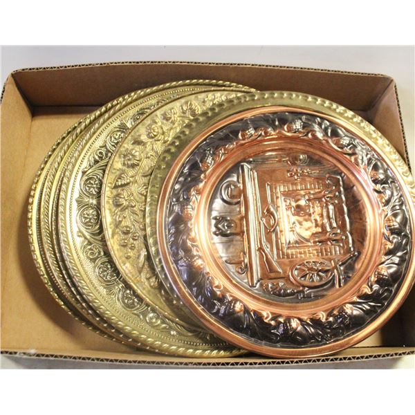 8 COPPER+BRASS HANDCRAFTED DÉCOR PLATES
