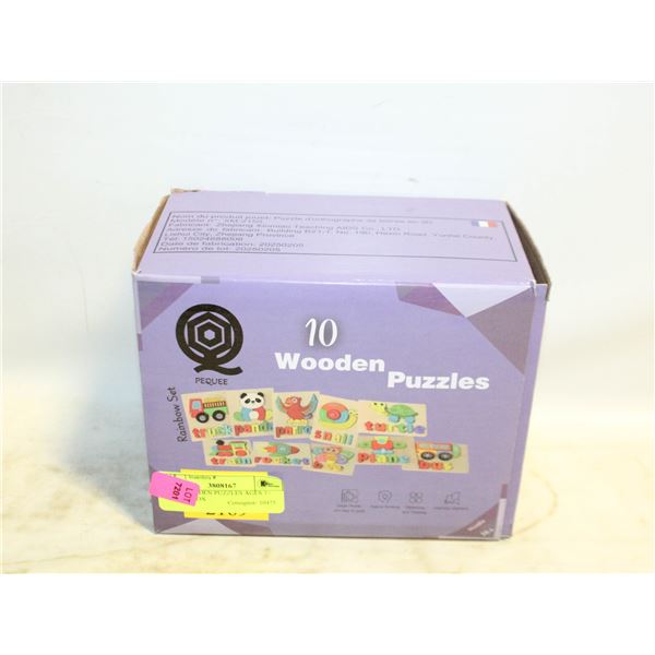10PK WOODEN PUZZLES AGES 3+ NEW IN BOX