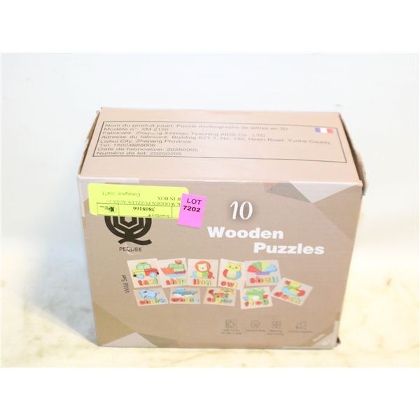 10PK WOODEN PUZZLES AGES 3+ NEW IN BOX
