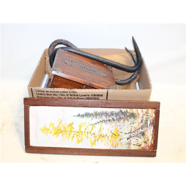 LOT OF HOUSEHOLD GOODS INCLUDING SMALL OIL PAINTIN