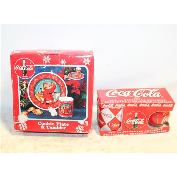 COCA-COLA COOKIE PLATE + TUMBLER & MUG +