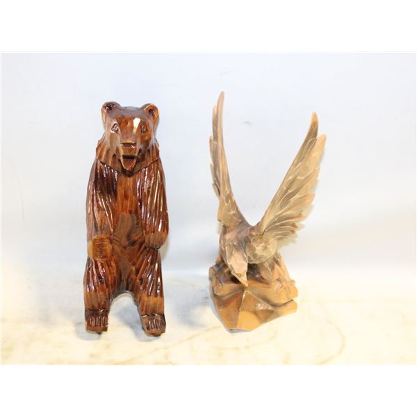 VINTAGE HAND CARVED BEAR/EAGLE (2)