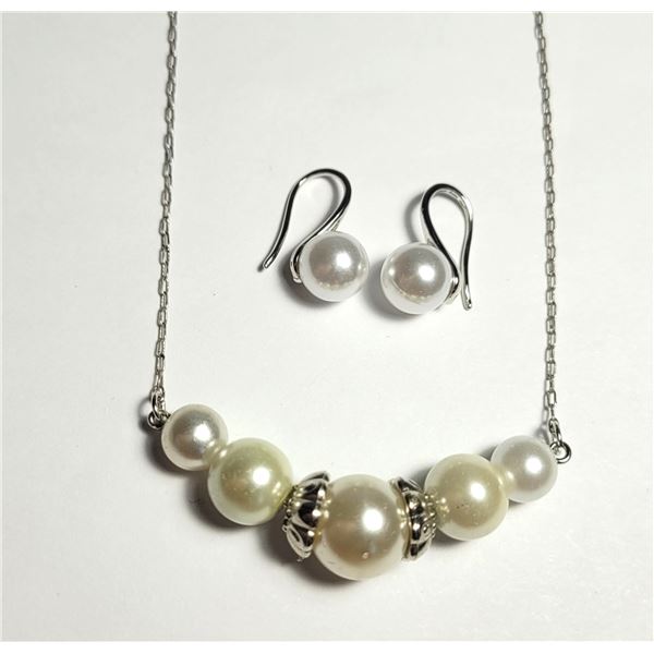 24) SILVER TONE WITH WHITE PEARLS,
