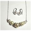 Image 1 : 24) SILVER TONE WITH WHITE PEARLS,