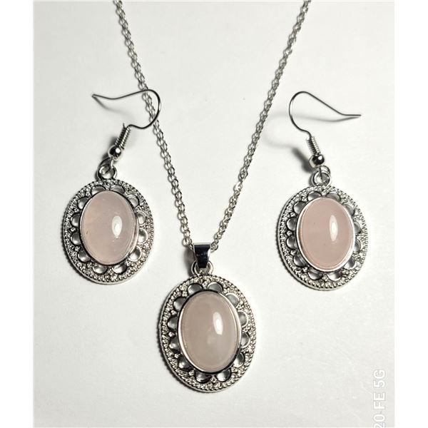26) SET OF NATURAL OVAL PINK QUARTZ